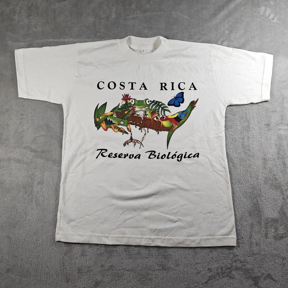 Vintage Costa Rica Shirt Mens Small Reserva Biologica Frogs Butterfly Nature 80s